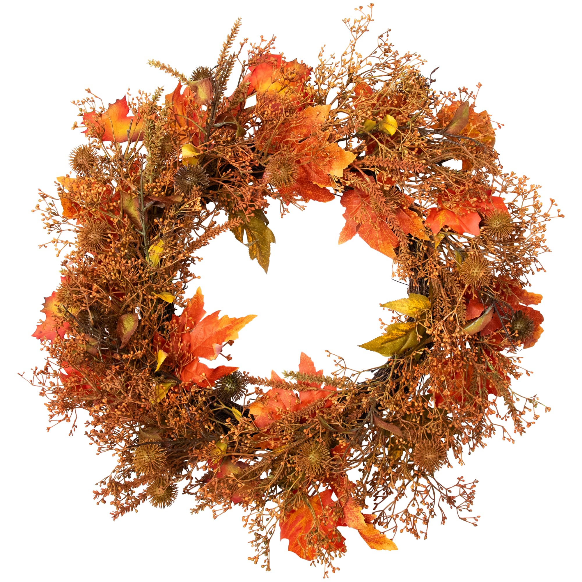 24" Autumn Harvest Maple Leaf with Berries Wreath